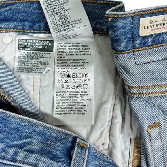 Levi's 501 High Rise Denim Shorts 30 Cut Offs Medium Blue Wash Jean Distressed - Picture 6 of 7